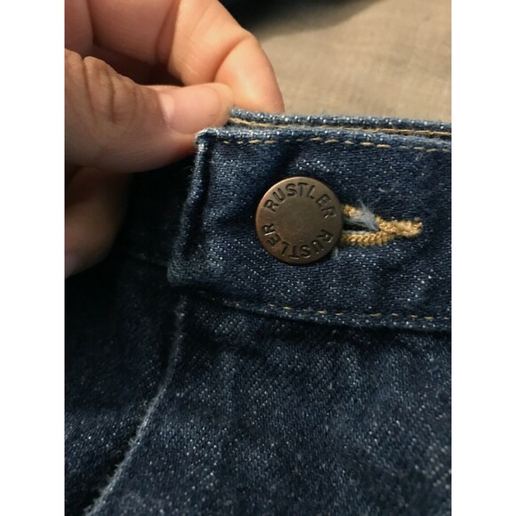 Vtg 80s Rustler wide leg dark wash flare jeans 28.5" dark denim casual everyday - Picture 9 of 11